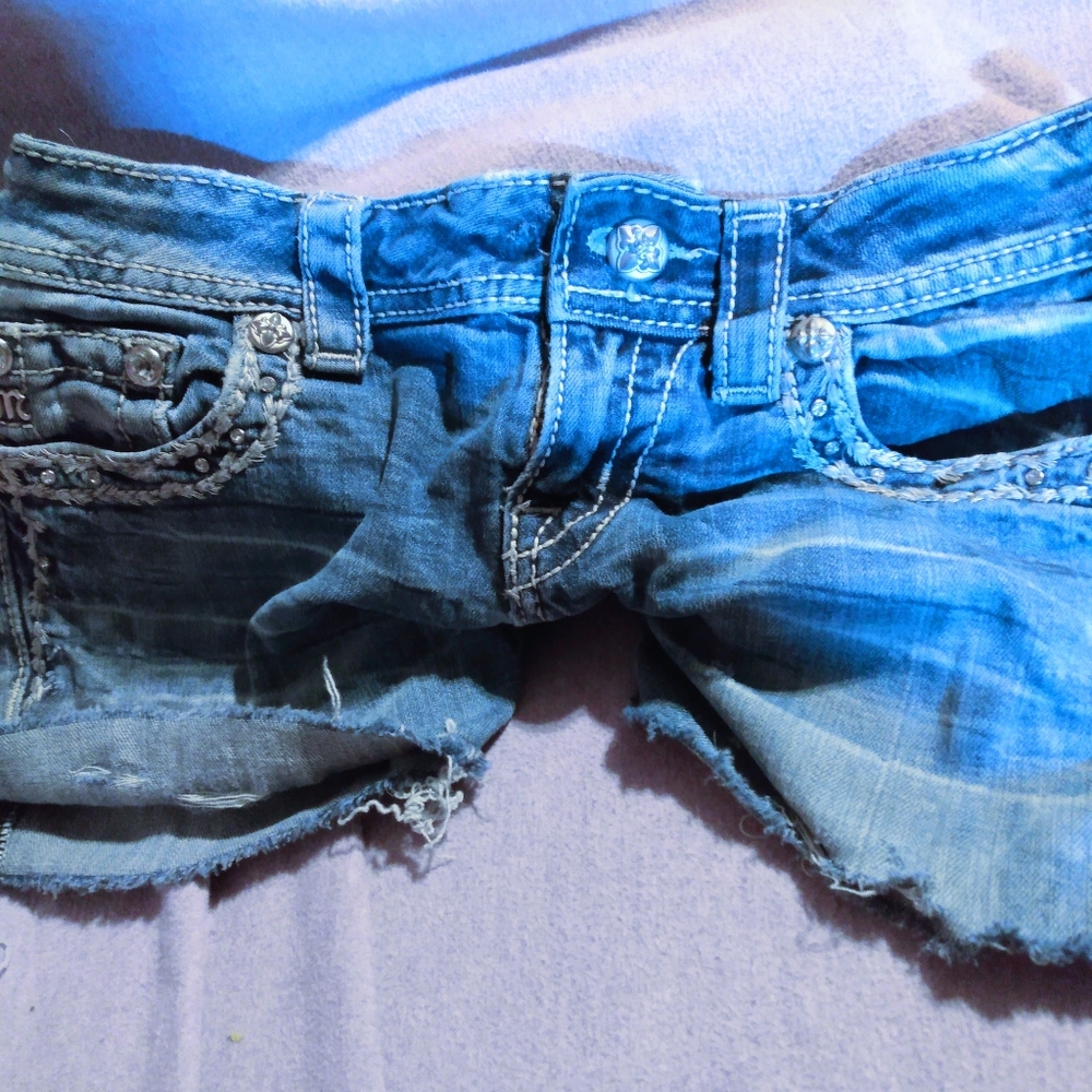 Miss Me low rise denim shorts with rhinestones Size 26